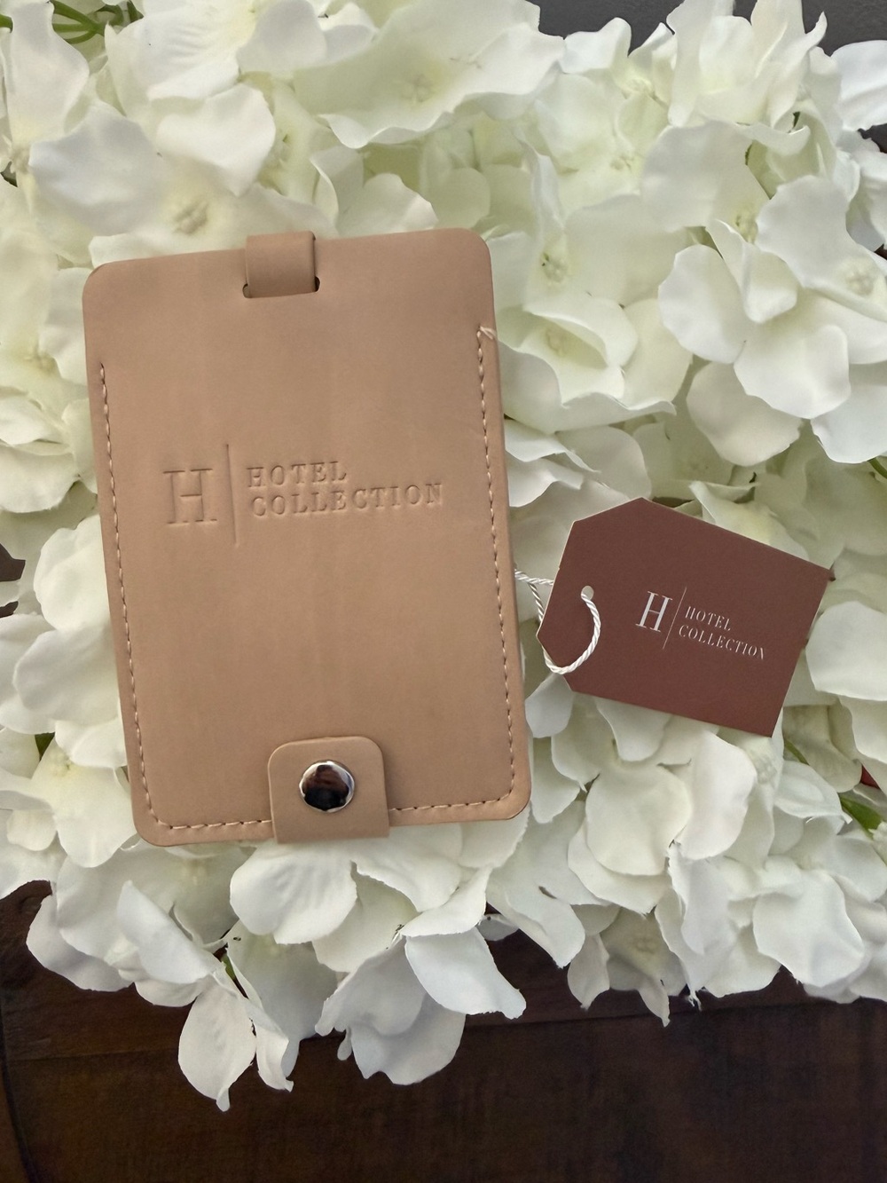 Set of 4 Hotel Collection Beige Leather Luggage ID Tags